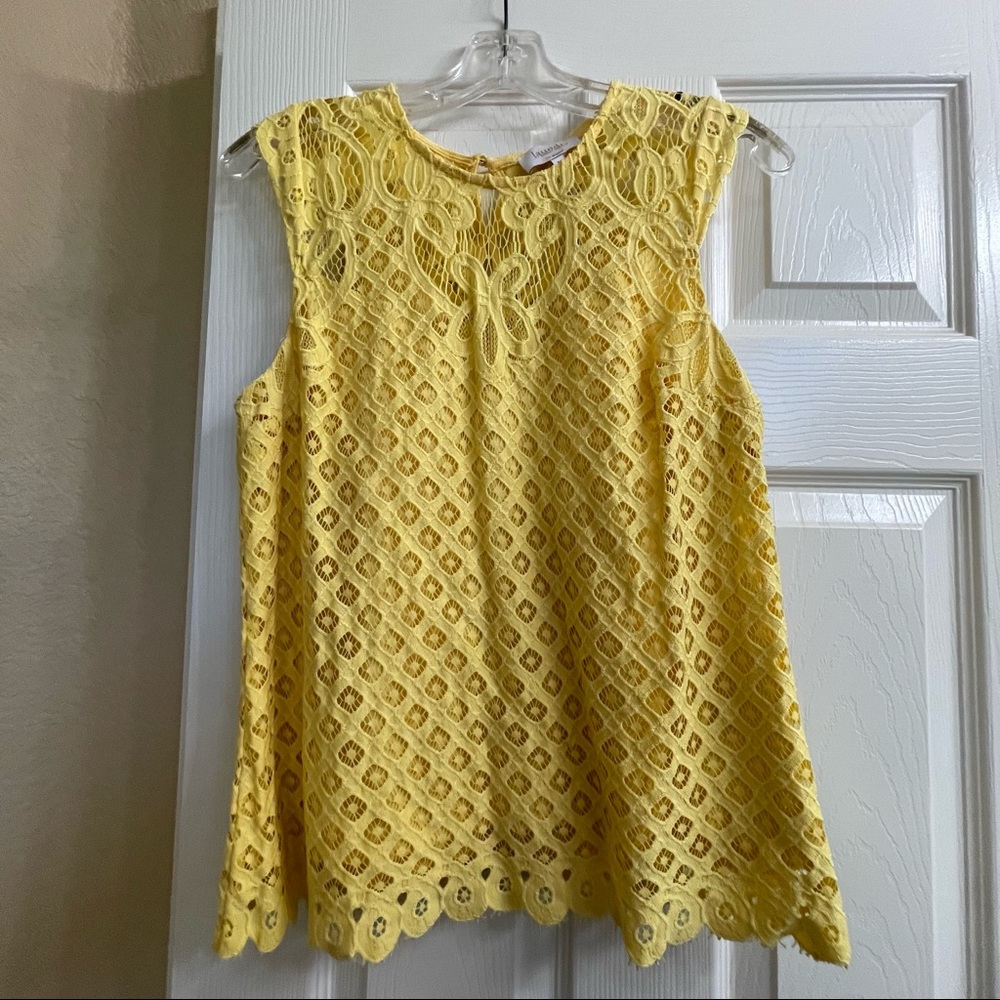 Classy Yellow Blouse Tank Medium knit crochet